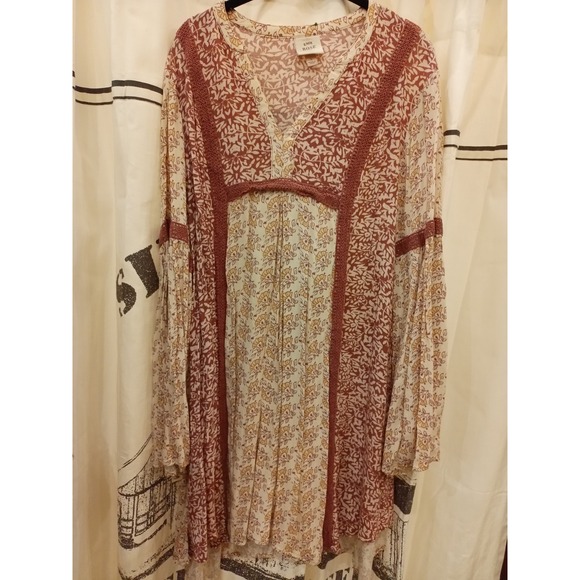 Knox Rose Womens Long Sleeve Floral Print Tunic Top Size L - Picture 5 of 6